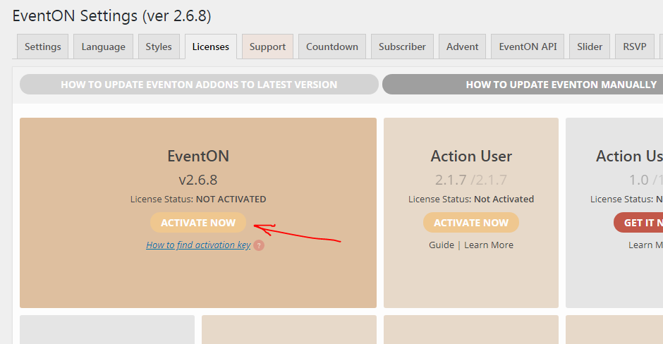 How To Activate EventON Documentation