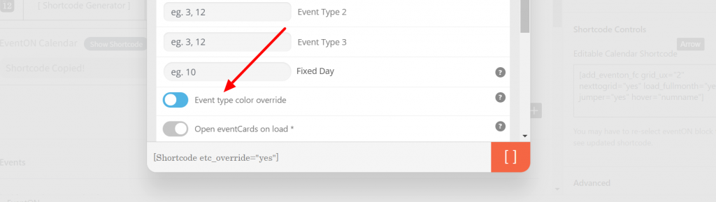 How to override event colors with event type colors Documentation